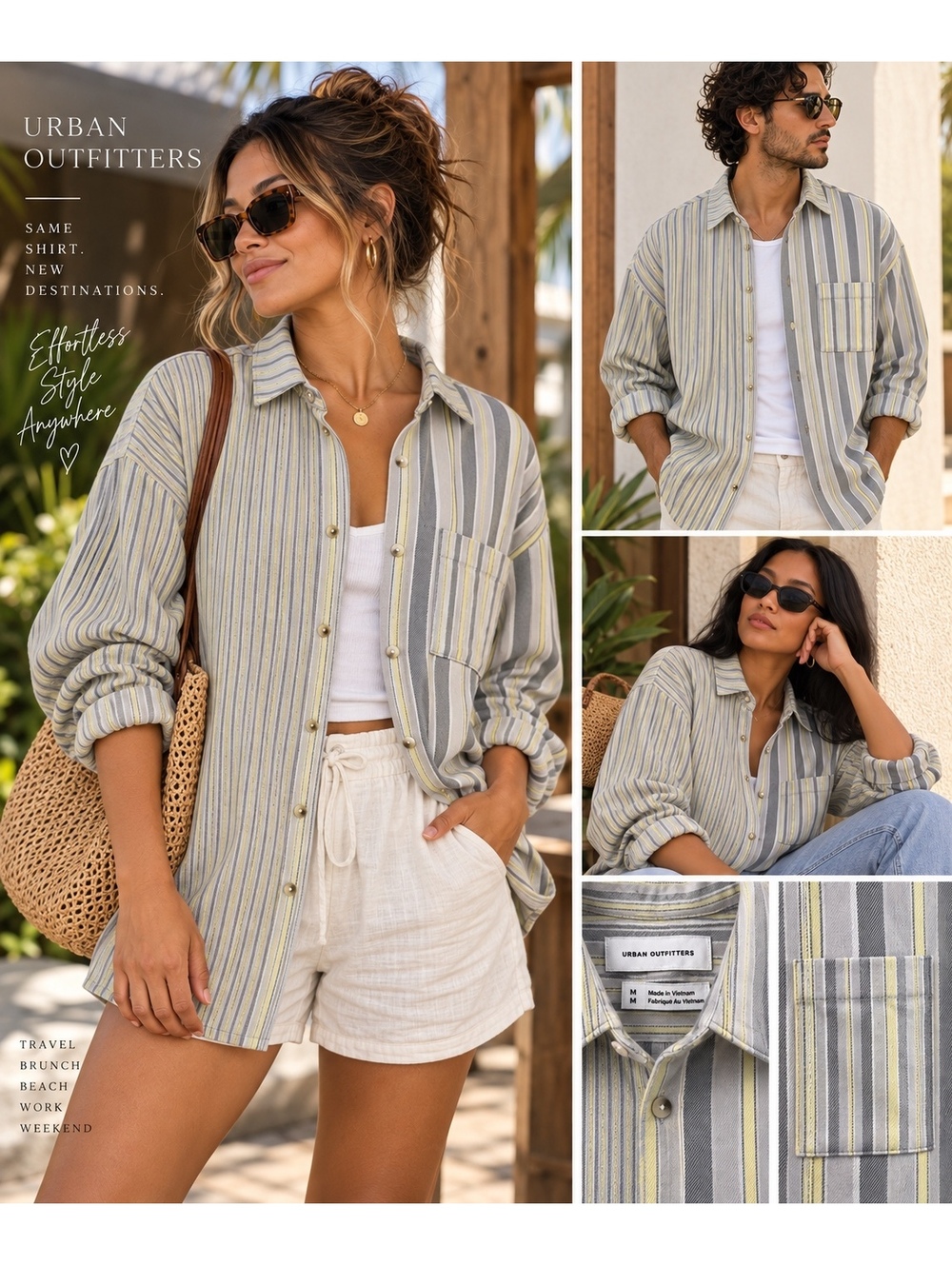 Urban Outfitters Striped Button-Up Shirt in Size Medium
